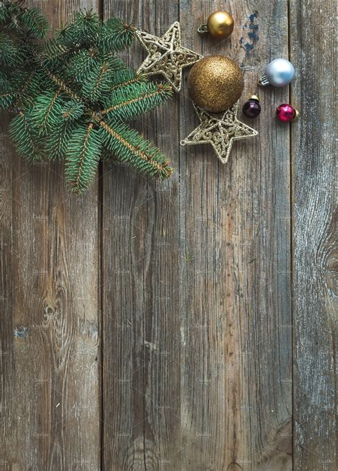 New Year Rustic Wooden Background Stock Photo Containing Holiday And