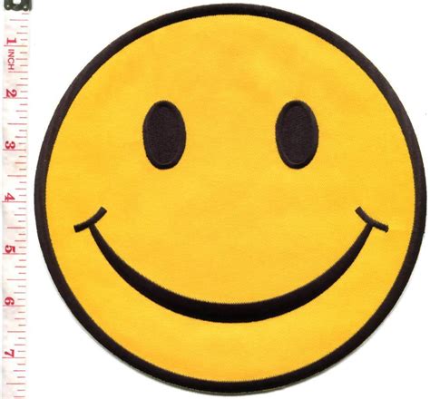 Smiley face retro boho hippie 70s applique iron-on patch XL 7.5 inches ...