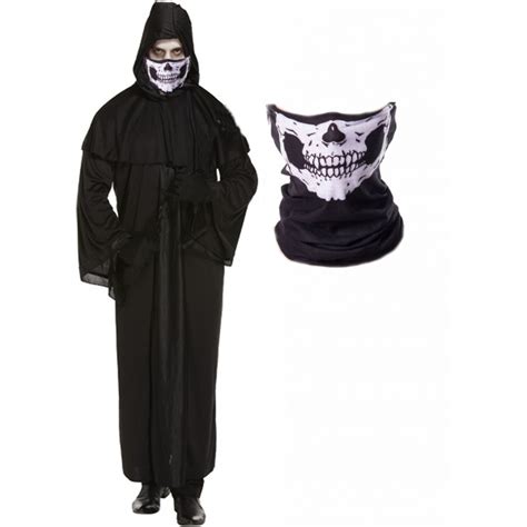 Scare the daylights out of halloween with this skull robe costume for halloween. Mens Death Robe with Skull Snood Mask Halloween Fancy ...