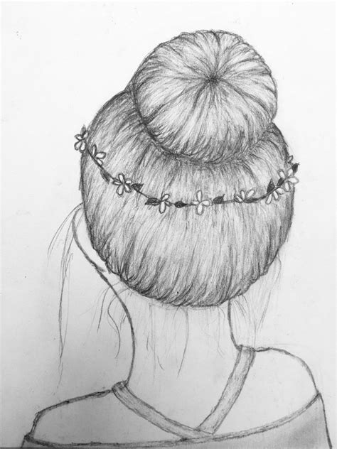 How To Hair Draw Bun Messy Flower Girl Back Sketch Drawing