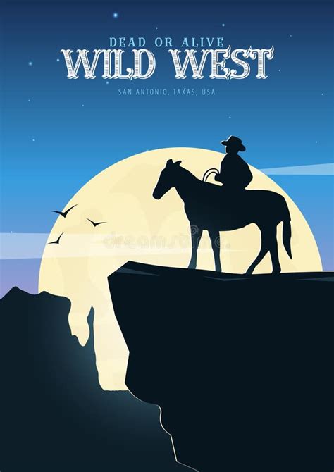 Cowboy Banner Wild West And Rodeo With Horse Texas Vector