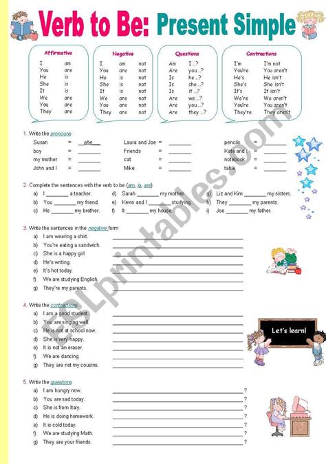 Present Simple Verb To Be Worksheet Free Esl Printable Verb To Be