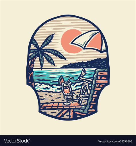 Summer Beach T Shirt Graphic Design Royalty Free Vector