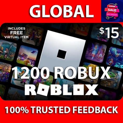 Global 1200 Robux 15 Roblox Instant Delivery Trusted 100 Feedback