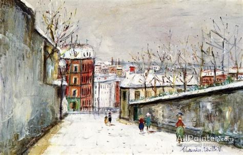 Maurice Utrillo Rue Du Mont Cenis In The Snow Oil Painting