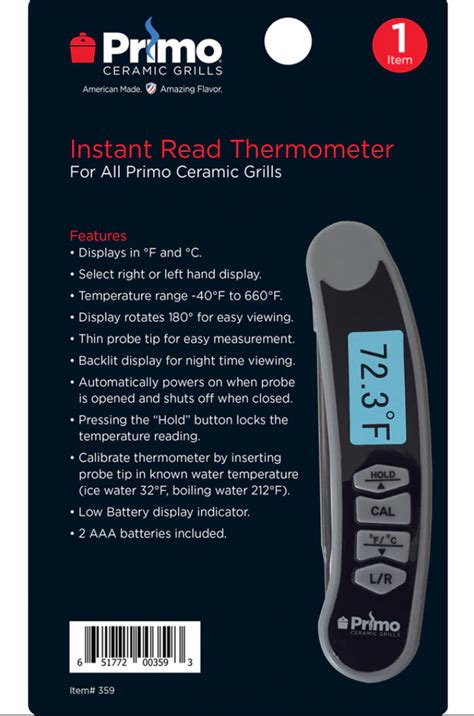 Primo Instant Read Thermometer 6297 Swankys Cookout Supply