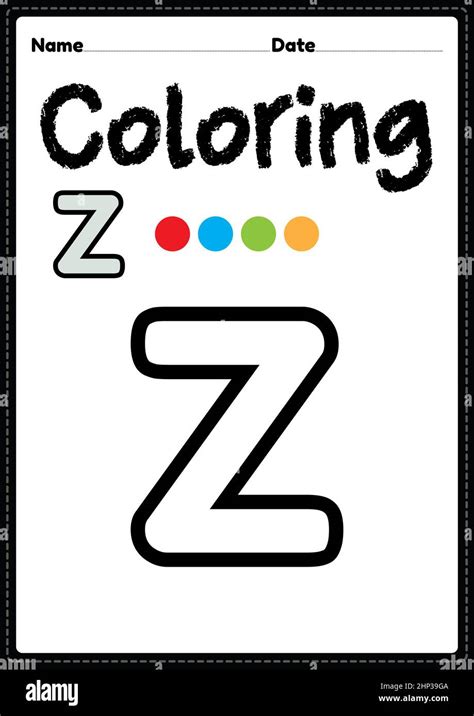 Letter Z Alphabet Coloring Page For Preschool Kindergarten