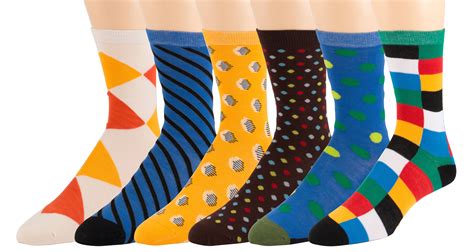 Zeke Mens Pattern Dress Funky Fun Colorful Socks 6 Assorted Patterns