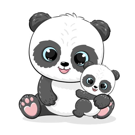 Cute Panda Mom With A Cub Vector Illustration Of A Cartoon 22508002