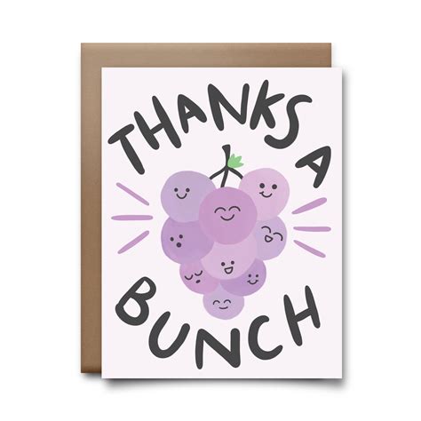 Thanks A Bunch Greeting Card Thank You Card Design Cute Thank You
