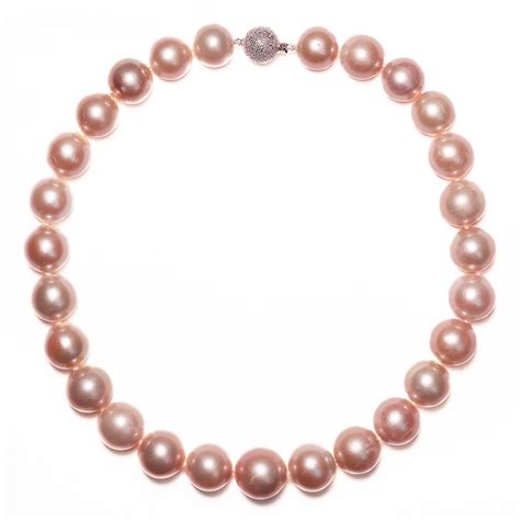 The collar necklace is about 30 to 33cm in length and is typically made of smaller 5mm diameter pearls that are worn in three or four strands. Pink Freshwater Pearl Necklace. Measuring 17 1/4" long ...