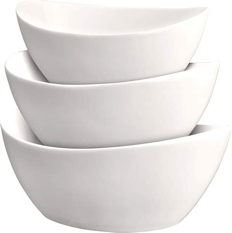 Buy 3 Piece Serving Bowl Set Elegant White Porcelain Salad Bowls For Fruit Salad Pasta And