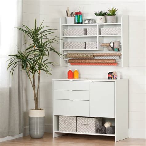 The slide out cabinet organizer is narrow but deep. South Shore Crea Craft Storage Cabinet with Drawers, White ...