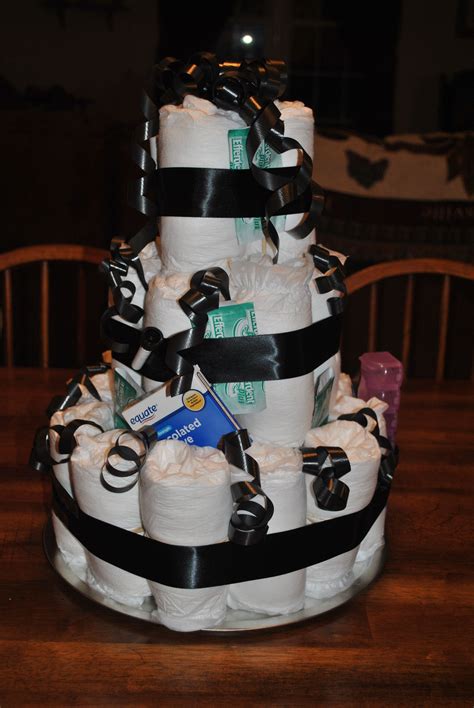 What should i get my sister for her 50th birthday. adult diaper cake made with depends adult diapers, muscvle ...