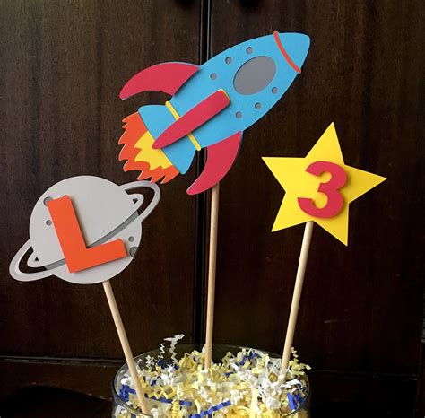 Rocket Centerpieces Spaceship Decorations Space Party Etsy