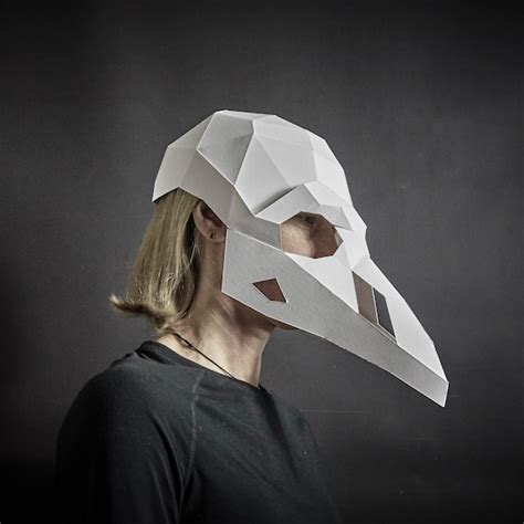 Bird Skull Papercraft Mask Template 3d Paper Mask Unique Etsy