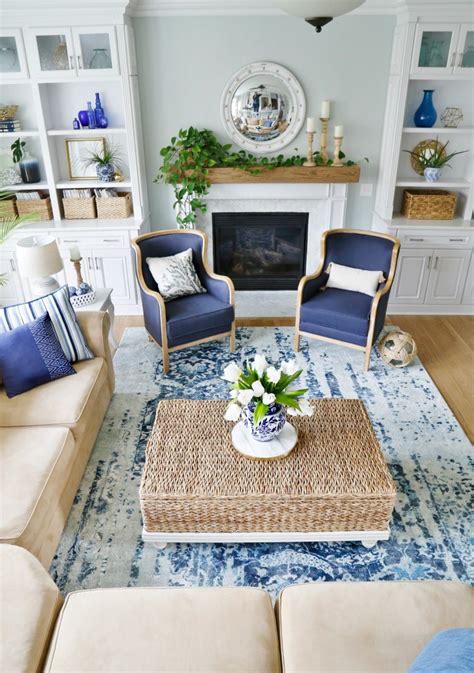 Navy Blue And White Living Room Decor House Decor Interior