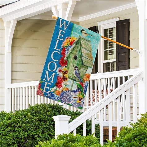 Dolopl Welcome House Flag 28x40 Inch Double Sided Decorative Verticle Flowers