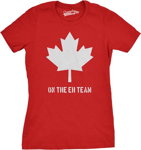 Womens Eh Team Canada T Shirt Funny Canadian Shirts Novelty T Shirt Hilarious Amazon Ca Sports