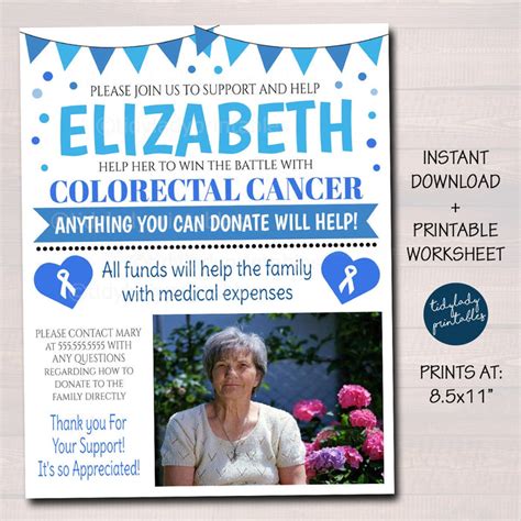 Colon Cancer Benefit Fundraiser Flyer Tidylady Printables