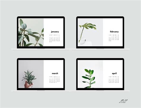 calendar desktop wallpaper january  april etsy