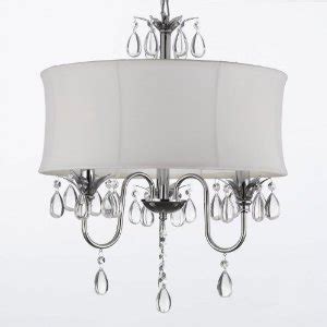 Want a chandelier but don't have an electrical. WHITE DRUM SHADE CRYSTAL CEILING CHANDELIER PENDANT LIGHT ...