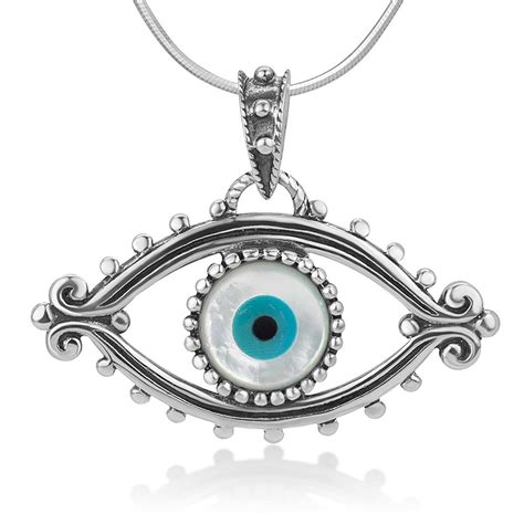 925 Oxidized Sterling Silver Evil Eye Lucky Eye Hamsa Protection Amulet