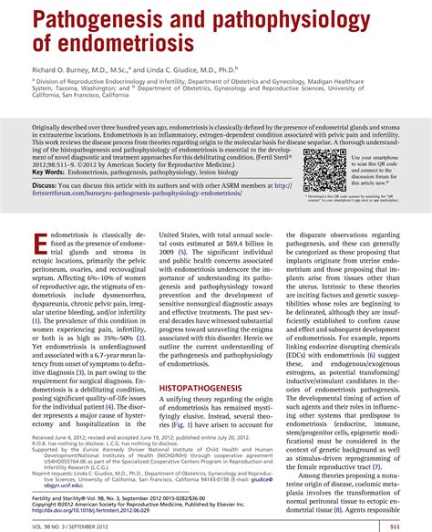 Reprint Of Pathogenesis And Pathophysiology Of Endometriosis