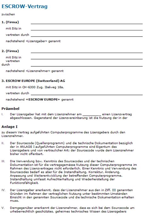 Alles rund um die änderung vom arbeitsvertrag: Escrow-Vertrag: Rechtssichere Vorlage zum Download.