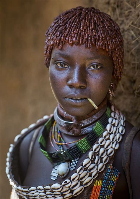 Hamer Tribe Woman In Traditional Outfit Turmi Omo Valley Ethiopia