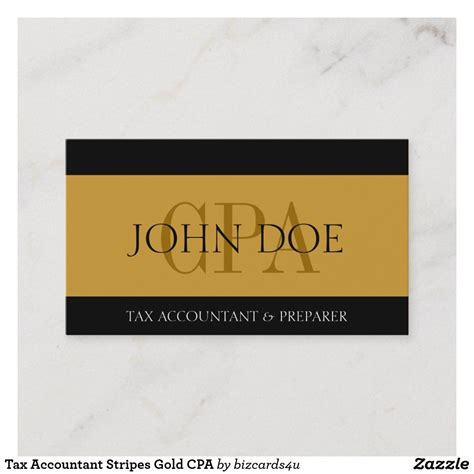 Tax Accountant Stripes Gold CPA Business Card | Zazzle.com | Tax accountant, Gold business card 