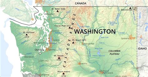 Map Of Mountains In Washington Topographic Map