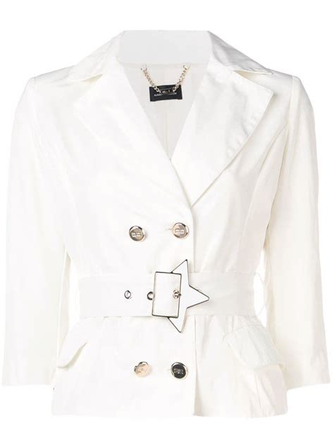 Elisabetta Franchi Double Breasted Blazer Midi Dress White White