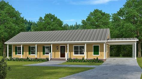 Plan 960025nck Economical Ranch House Plan With Carport Simple Ranch