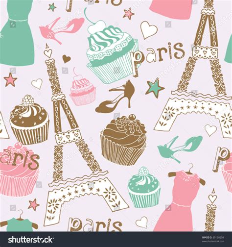 Love In Paris Seamless Pattern Stock Vector Illustration 59198959