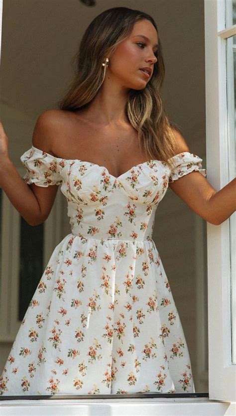 New White Floral Off Shoulder Short Above Knee Mini Dress Women Spring Summer In 2020 Mode Für