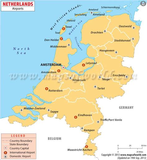 Airports Netherlands Map Airports In Netherlands Map Western Europe Europe