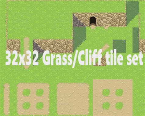 Cliffside And Grass Patch 32 X 32 Tileset Gamedev Market