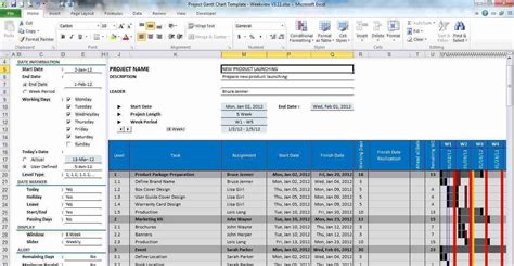 Gantt Schedule Excel Project Vba Windows Gantt Chart