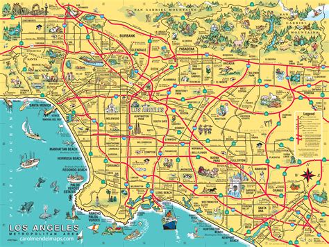 Large Detailed Tourist Map Of Los Angeles Tourist Map