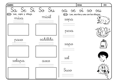 Fichas De Infantil Y Primaria Lectoescritura Con La Letra S