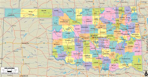 Counties In Oklahoma Map With Cities Cities And Towns Map