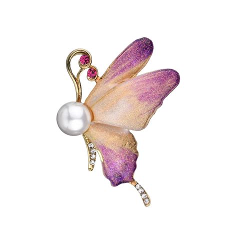 Misscycy Elegant Colorful Bling Enamel Butterfly Brooches For Women