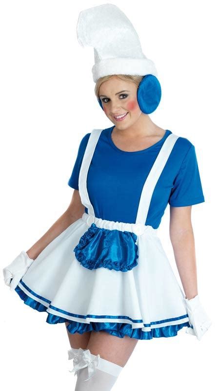 Blue Lady Gnome Fancy Dress Costume Lady Smurf Costumes Smurfette Outfit