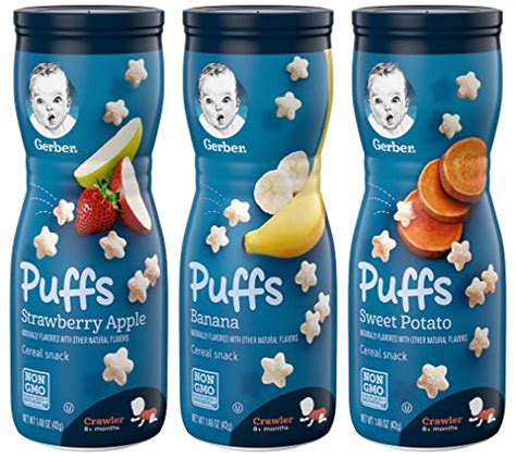 Gerber Puffs Cereal Snack Variety Pack 1 Strawberry Apple 1 Banana