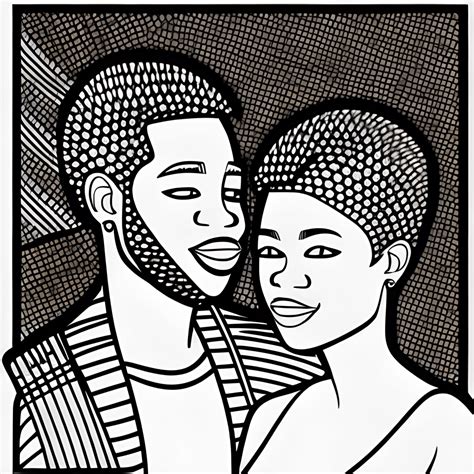 Ausmalbild Afroamerikanisches Liebespaar · Creative Fabrica