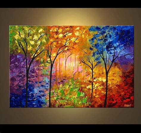 Colorful Blooming Trees Painting Original Abstract