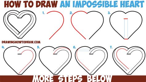 How To Draw A 3d Heart Steps