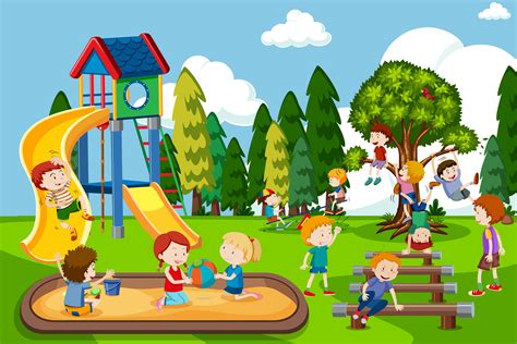 Children Playing At Playground 302433 Vector Art At Vecteezy