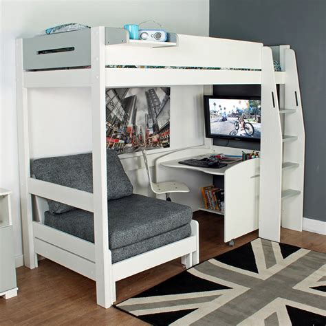 See all beds & bed frames. Urban Grey High Sleeper 1 Bed In White & Grey - Kids Avenue | Cuckooland